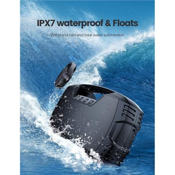 IPX7 Waterproof Bluetooth Speaker, 40W Portable Wireless Speaker with Subwoofer - Picture 5 of 5